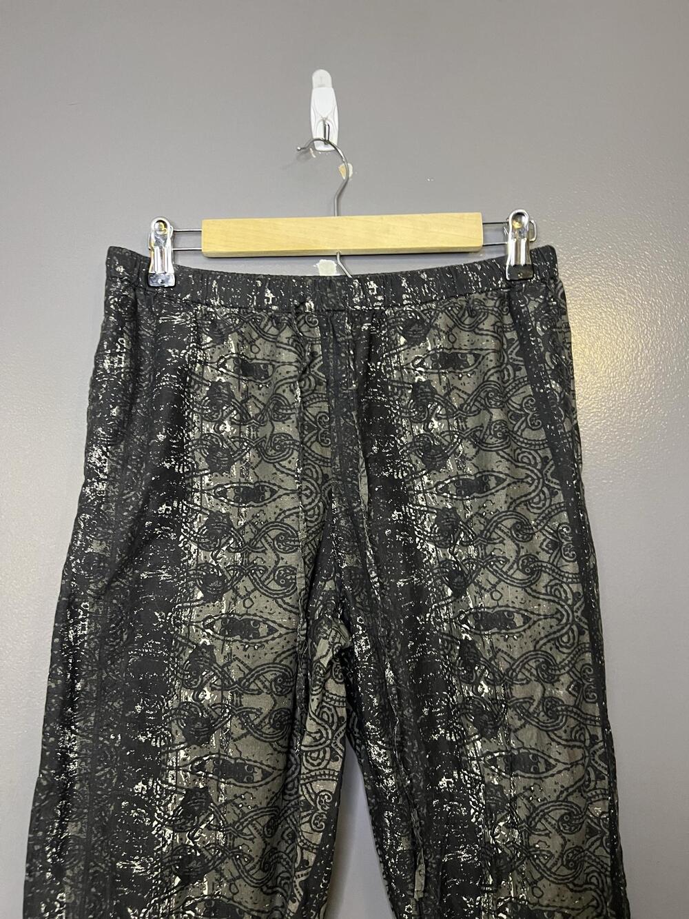 Staring At Stars Pants Womens Medium Black Geometric Twill Jogger Elastic Waist